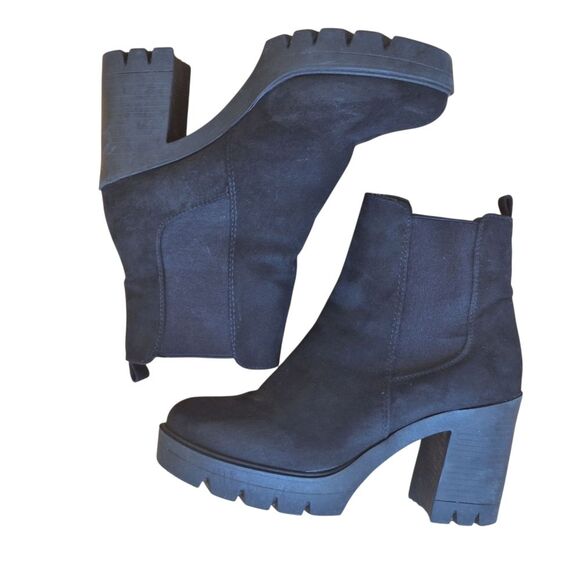ASOS Chunky Heel Boots Black Suede Chelsea US size 8 - Picture 10 of 16
